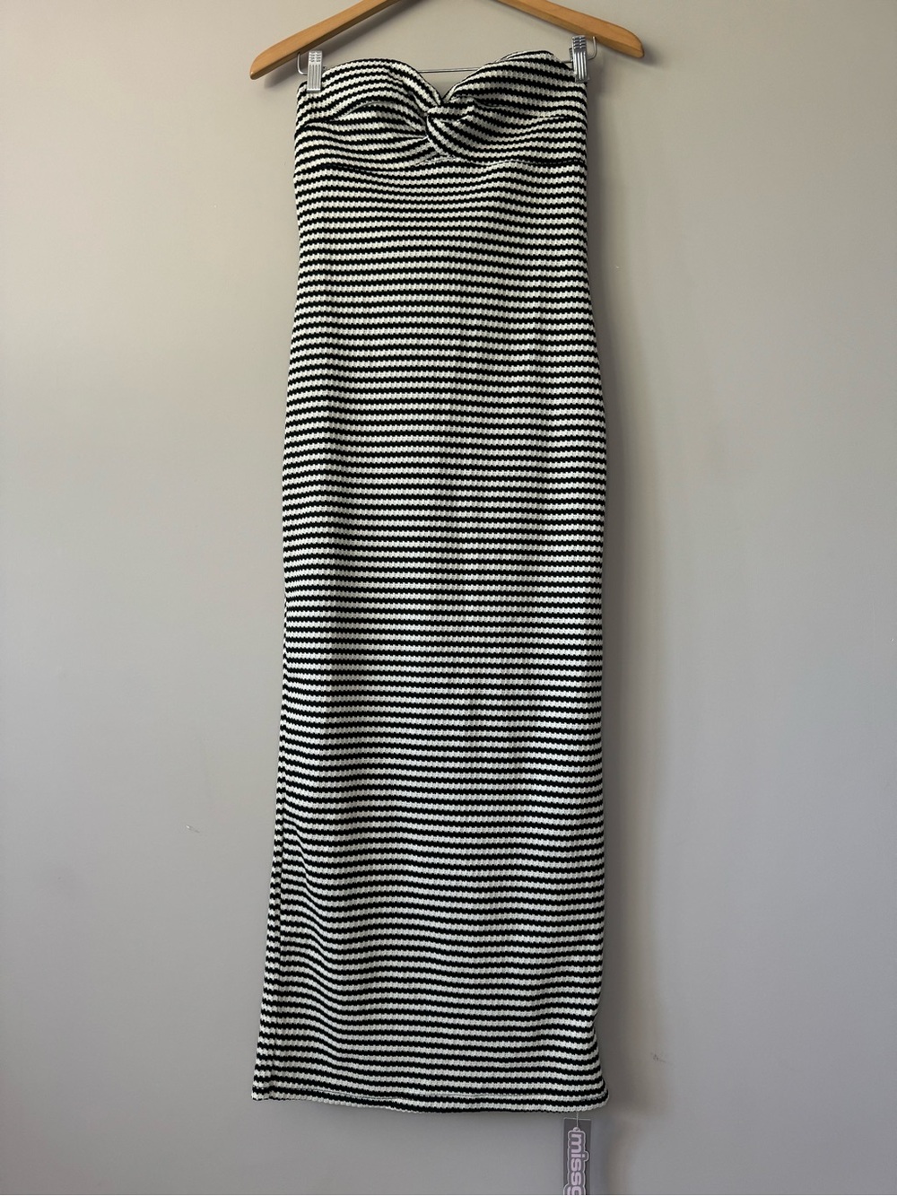 Missguided NWT Ribbed Striped Textured Bandeau Bodycon Strapless Maxi Dress M